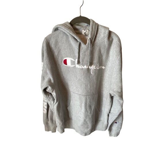 Champion Mens Medium Grey Hoodie With Multilingual "Champion" & "Campeón" Text - Picture 2 of 7